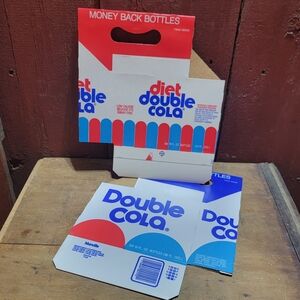 Pair Of Double Cola & Diet Cardboard 6 Pack Carriers Red White Blue Bundle Lot